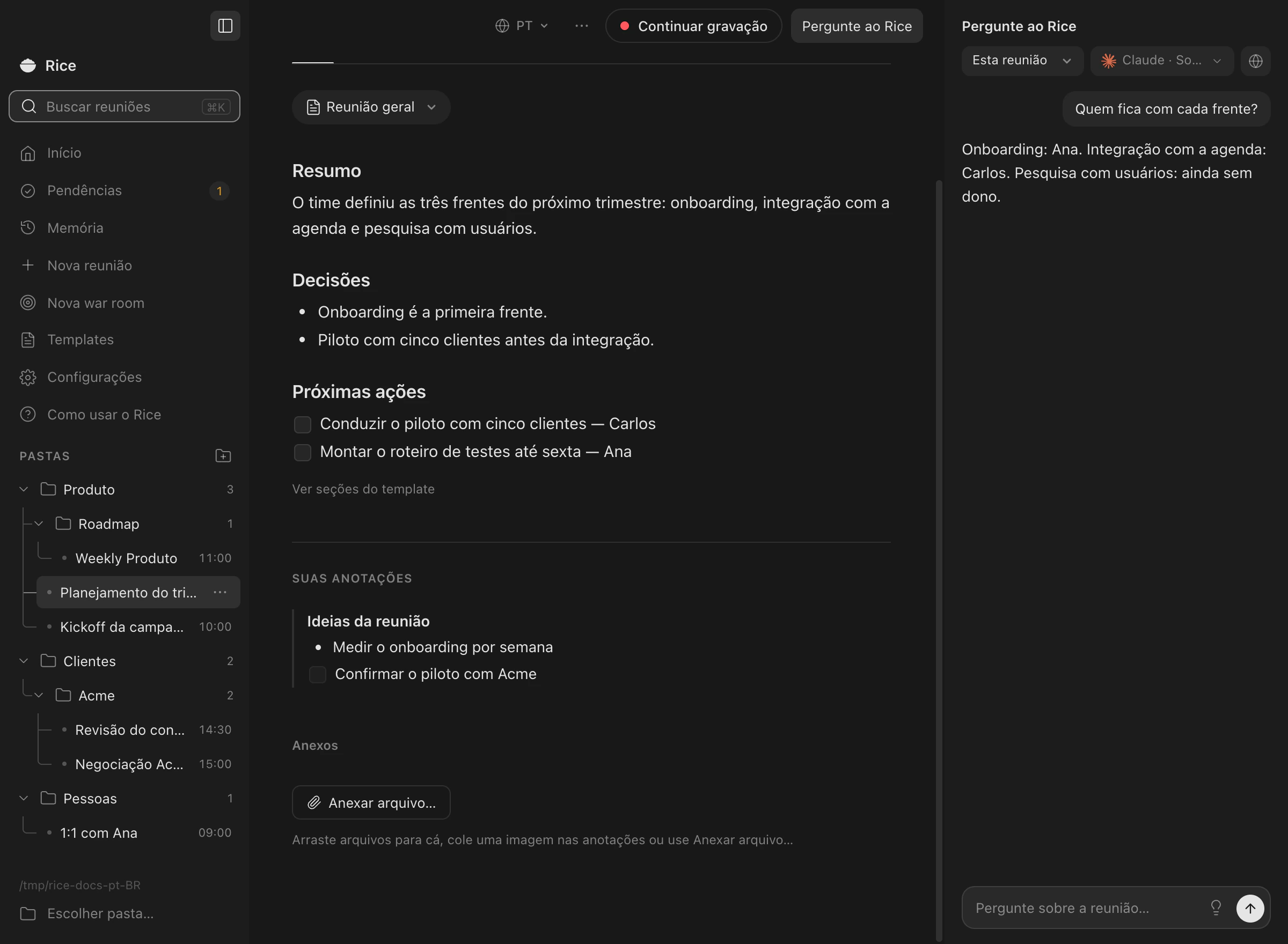 Notas a partir de um template, com o que a pessoa digitou em destaque